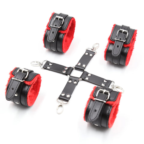 BDSM PU Hogtie Wrist And Ankle Cuffs Restraints