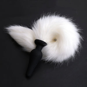 Faux Fur Rabbit Tail with Metal Anal Plug
