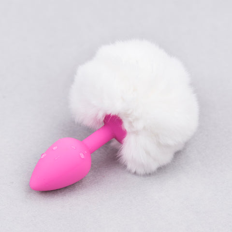 Faux Fur Rabbit Tail with Silicone Anal Plug
