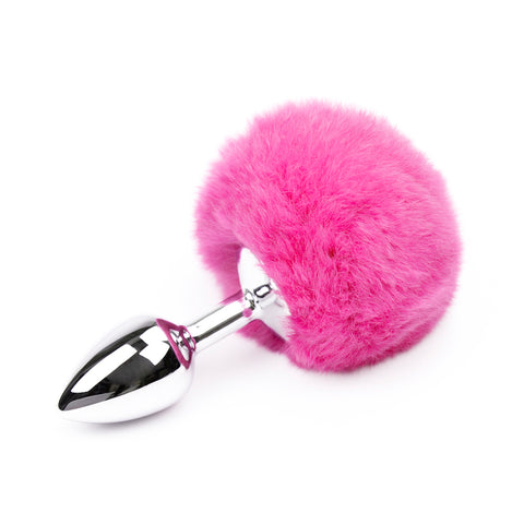 Faux Fur Rabbit Tail with Metal Anal Plug