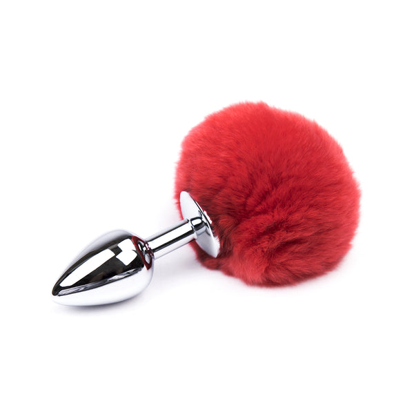 Faux Fur Rabbit Tail with Metal Anal Plug