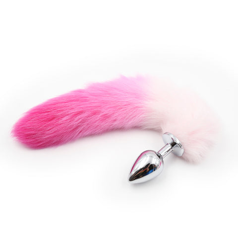 Faux Fur Fox Tail with Metal Anal Plug L
