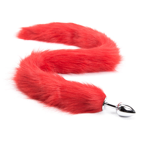 Long Faux Fur Fox Tail with Metal Anal Plug S