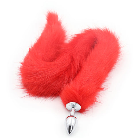 Long Faux Fur Fox Tail with Metal Anal Plug M