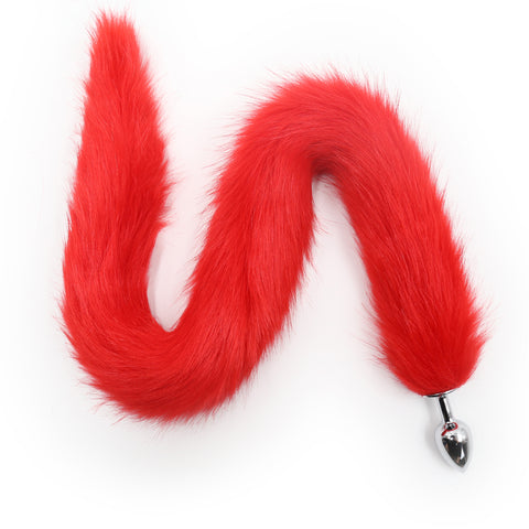 Long Faux Fur Tox Tail with Metal Anal Plug L
