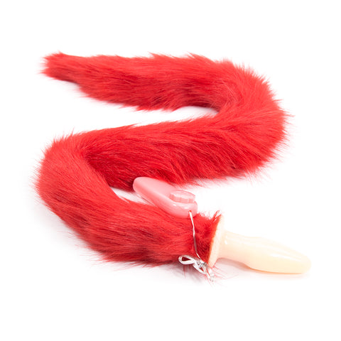 Vibrating Faux Fur Fox Tail With Anal Plug