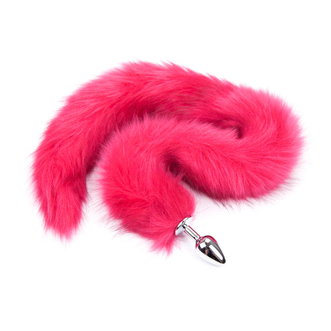Polyester Long Faux Fur Fox Tail with Metal Anal Plug