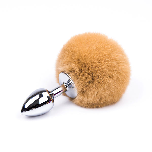 Faux Fur Rabbit Tail with Metal Anal Plug