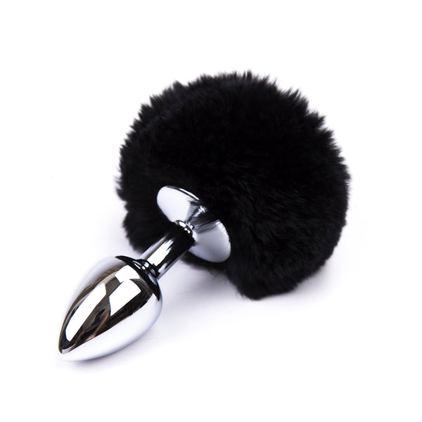 Faux Fur Rabbit Tail with Metal Anal Plug