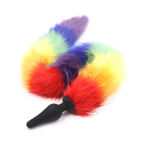 Long Faux Fur Fox Tail with Silicone Anal Plug