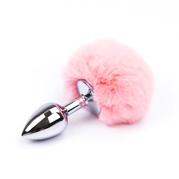 Faux Fur Rabbit Tail with Metal Anal Plug