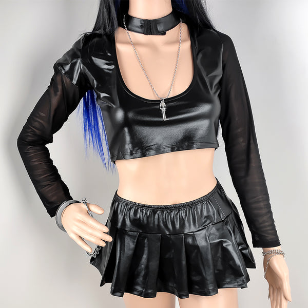 Combinaison de police cosplay avec menottes argentées et attaches 