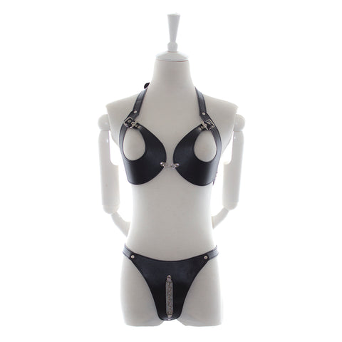 Open Bra and Panty  Enamel Leather  SM