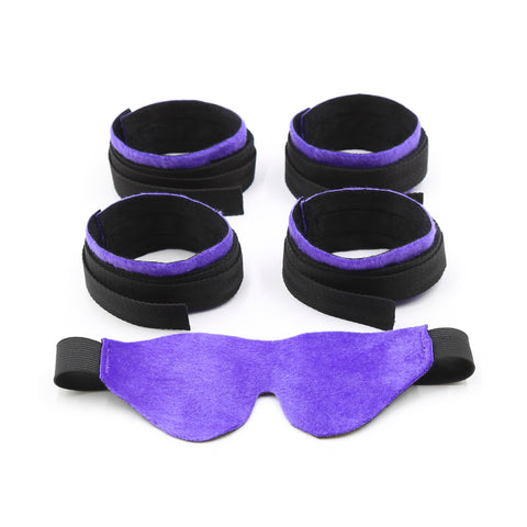 SM Polyester Blindfold Handcuff And Ankle Cuff
