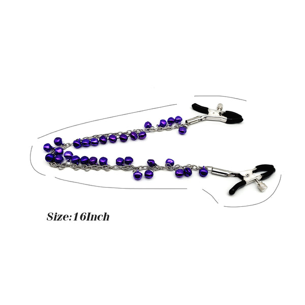 Purple Nipple Clamp with Chain
