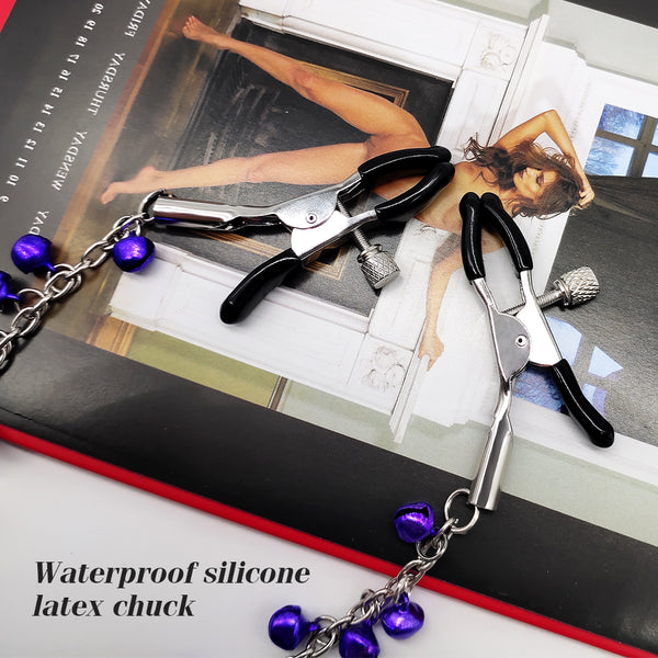 Purple Nipple Clamp with Chain