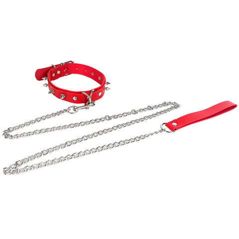 BDSM Bondage Neck Collar and Leash With Steel Rivets