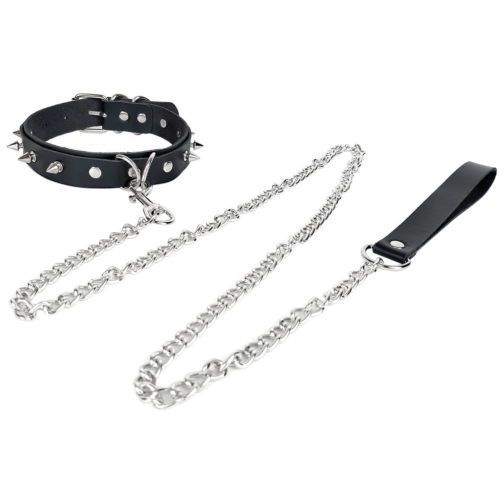 Collier de bondage avec rivets en acier pour jeux BDSM 