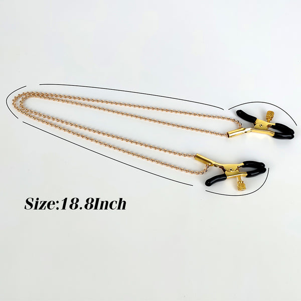 Nipples Clamps With Two Golden Chains For Women