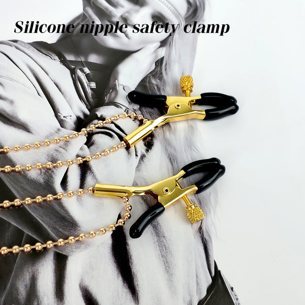 Nipples Clamps With Two Golden Chains For Women