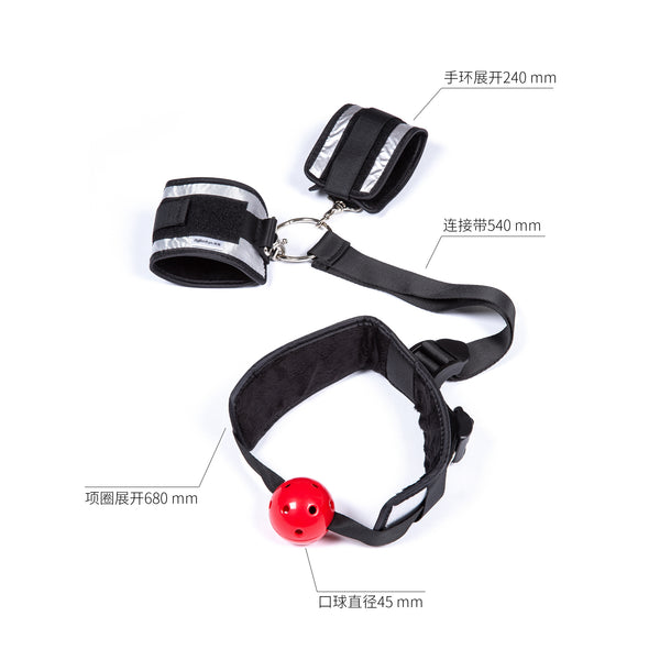 SM Ball Gag With Wrist Restraints Bondage Set
