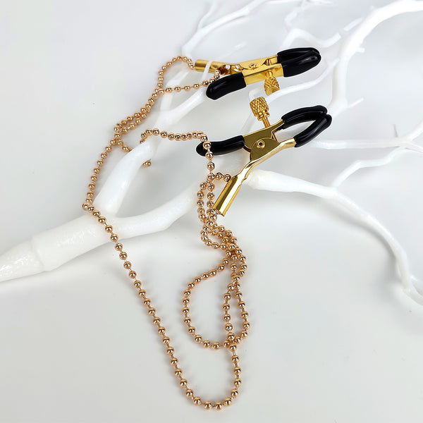 Nipples Clamps With Two Golden Chains For Women