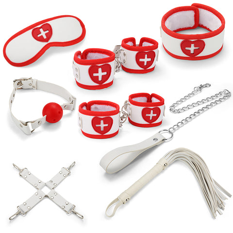 8 Pcs Nurse Series Leather BDSM Bondage Set