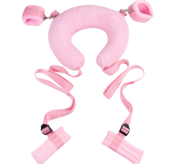 Harnais de cou rembourré de retenue BDSM avec menottes et menottes aux chevilles