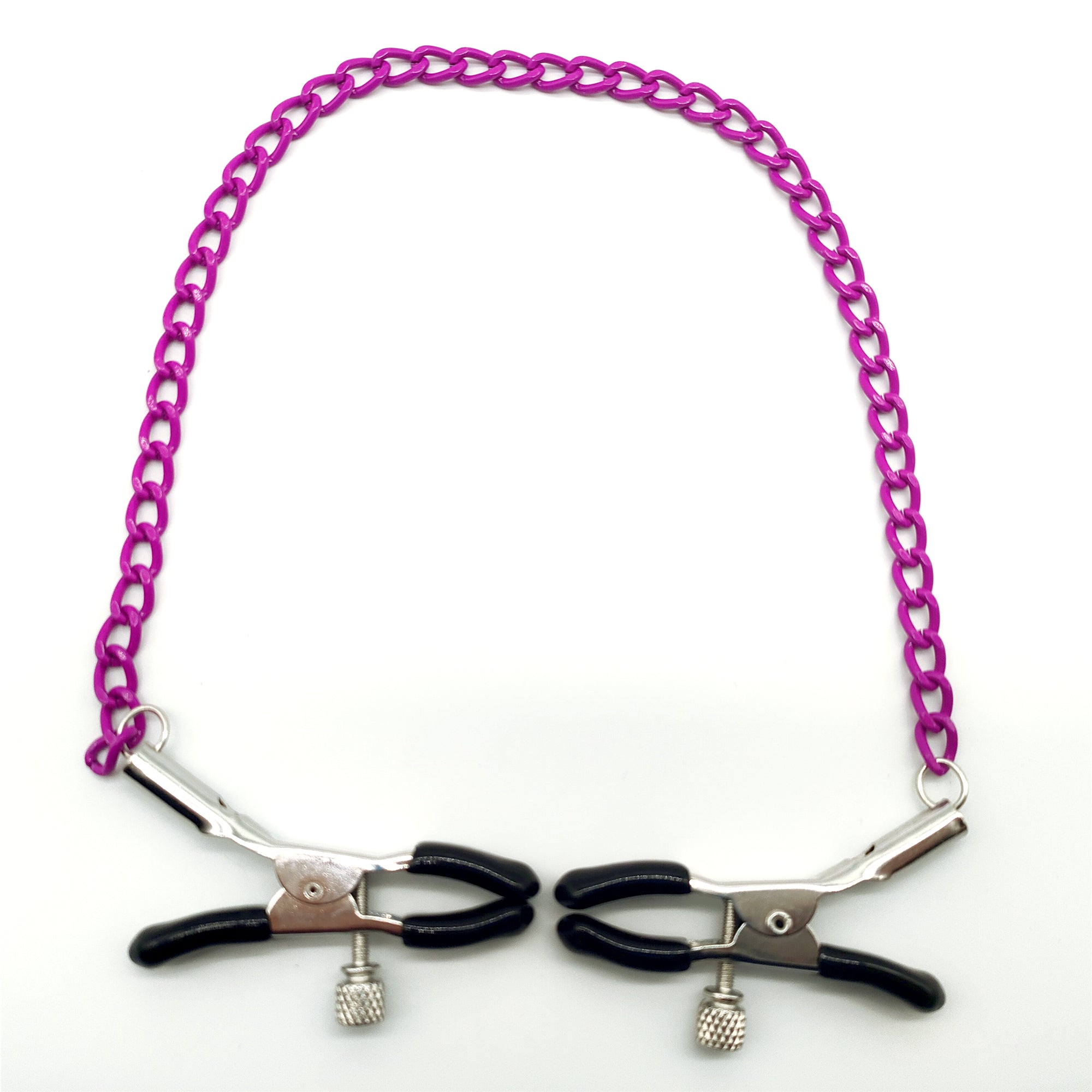 紫色のチェーン付きニップルクランプ