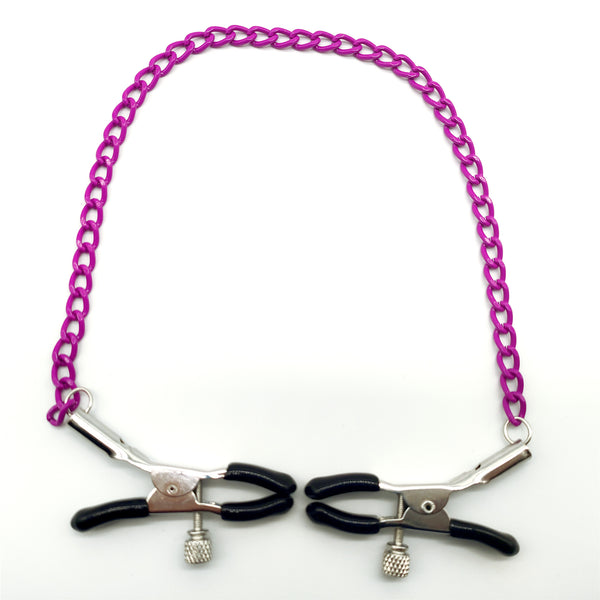 紫色のチェーン付きニップルクランプ