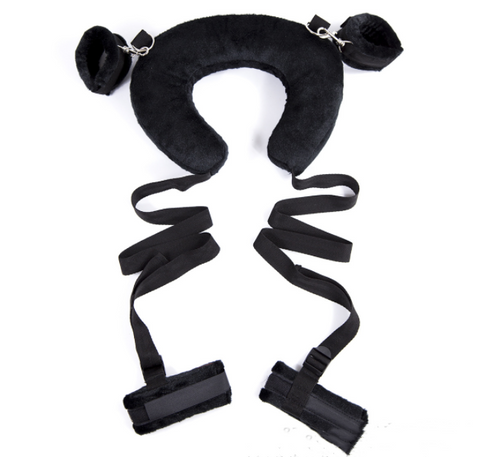 Harnais de cou rembourré de retenue BDSM avec menottes et menottes aux chevilles