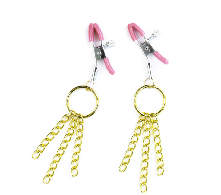 Pinces à tétons avec chaînes en or BDSM Bondage Restraints