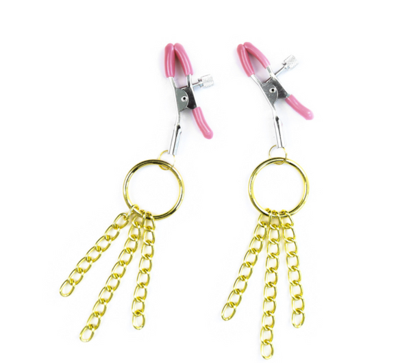 Pinces à tétons avec chaînes en or BDSM Bondage Restraints
