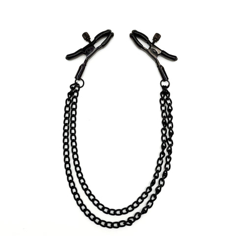 Black Nipple Clamps with Chains Breast Clips