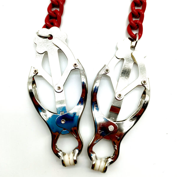 BDSMゲーム用チェーン付きニップルクランプ