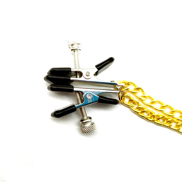 ゴールドチェーン付きニップルクランプ