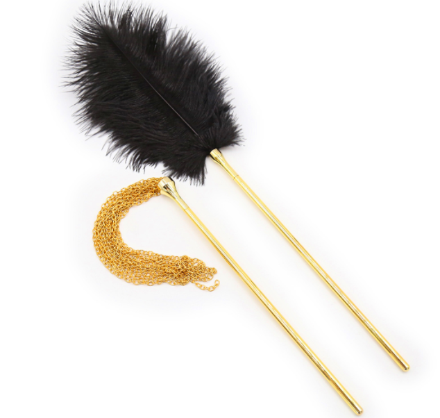 Fouet à plumes et chaînes en métal, pagaie de fessée BDSM