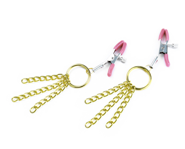 Pinces à tétons avec chaînes en or BDSM Bondage Restraints