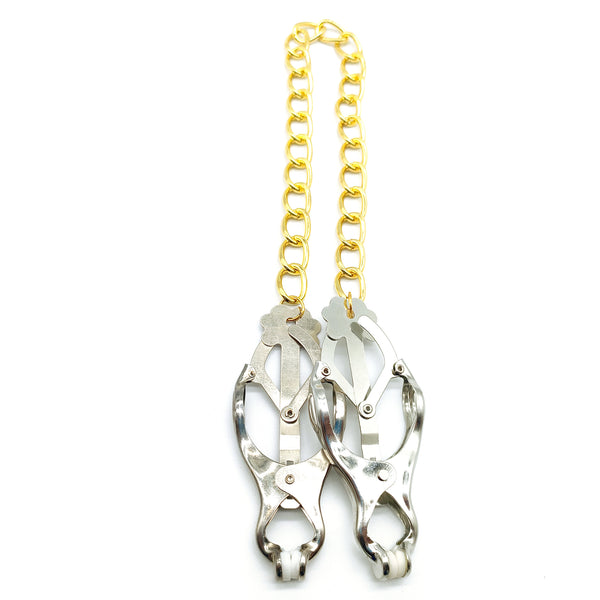 Pinces à tétons avec chaîne en or pour le plaisir sexuel