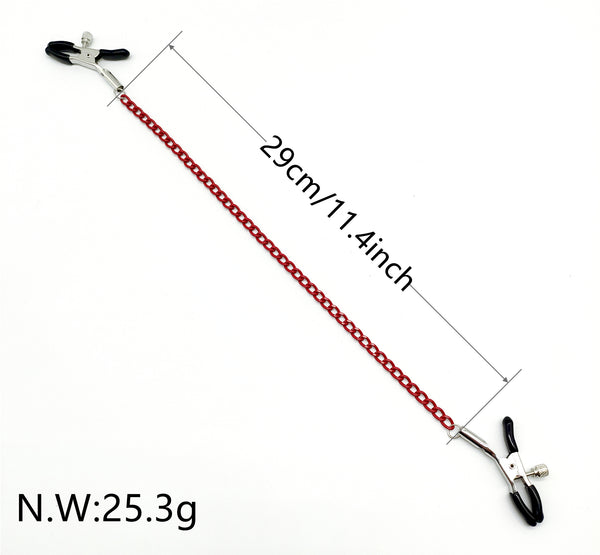 Pinces à tétons avec chaîne rouge