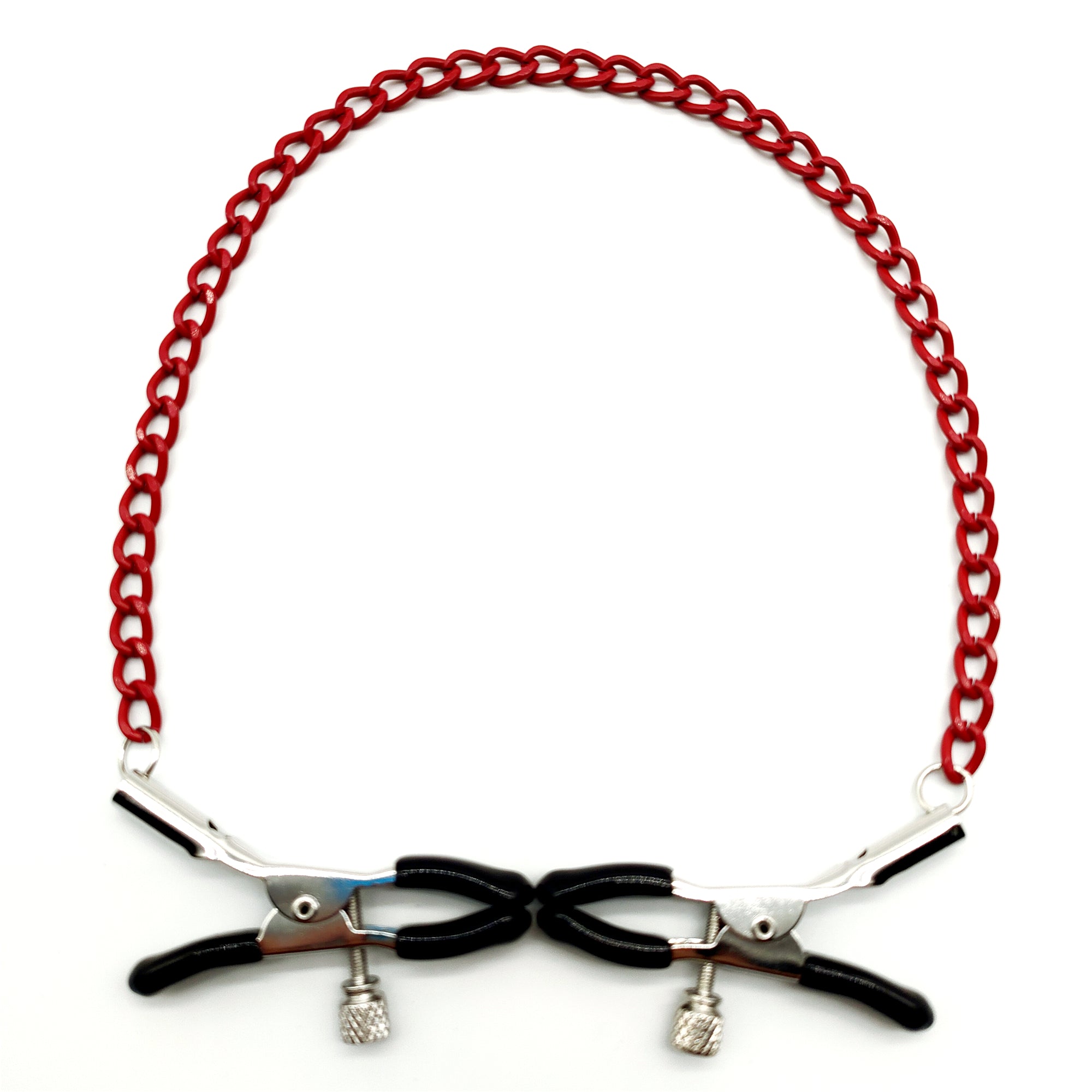 Pinces à tétons avec chaîne rouge