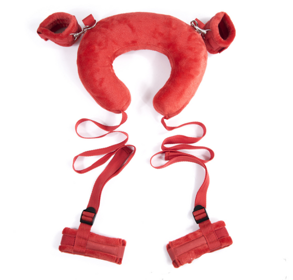 Harnais de cou rembourré de retenue BDSM avec menottes et menottes aux chevilles