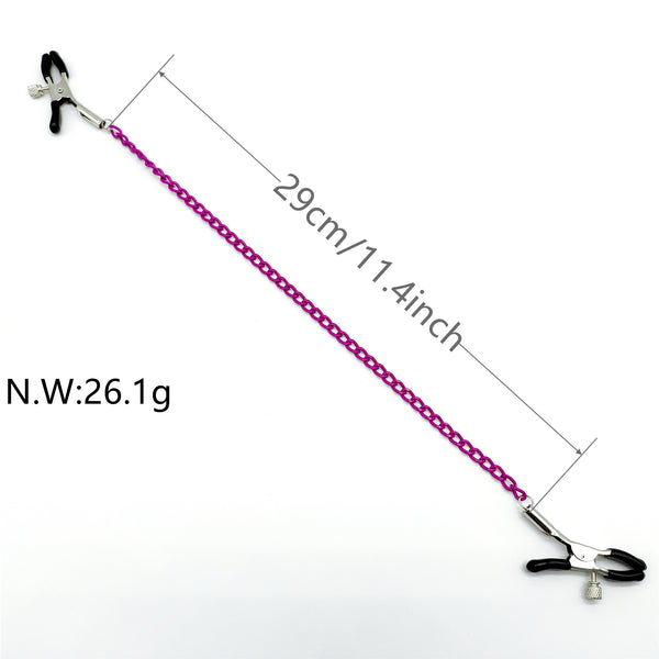 紫色のチェーン付きニップルクランプ