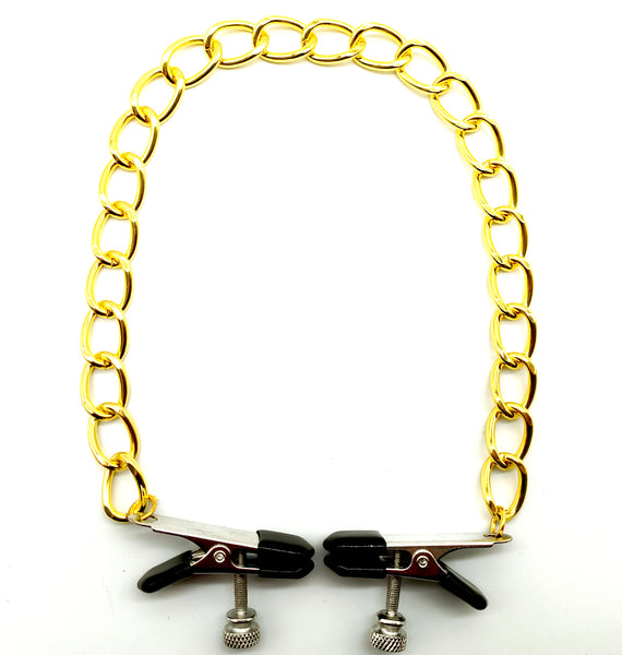 ゴールドチェーン付きニップルクランプ