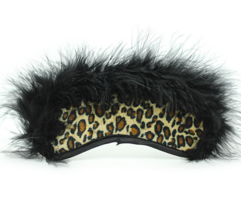 Leopard Satin Eye Mask with Feather BDSM Sex Blindfold