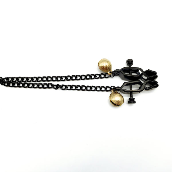 Pinces à tétons avec cloche en bronze pour le plaisir sexuel