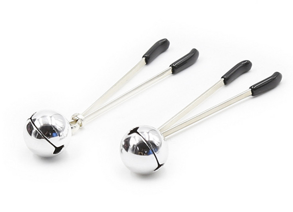 Pinces à tétons en acier avec cloche argentée