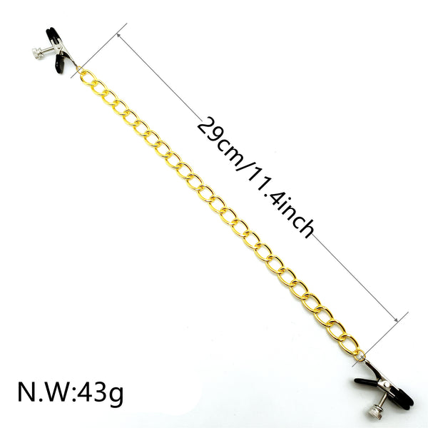 ゴールドチェーン付きニップルクランプ