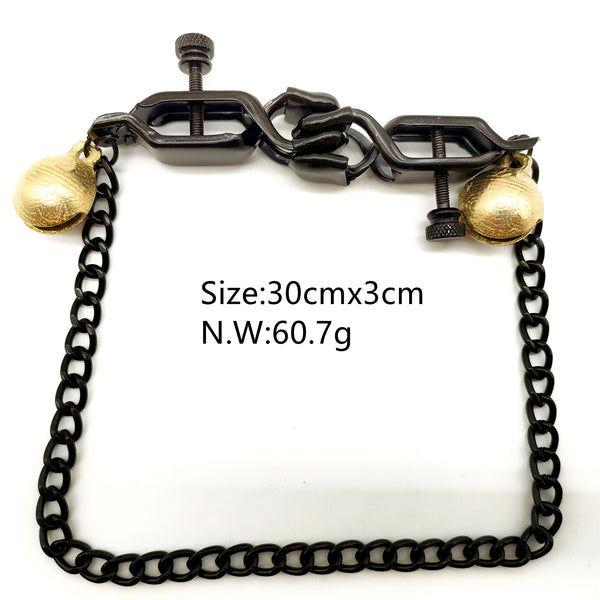 Pinces à tétons avec cloche en bronze pour le plaisir sexuel