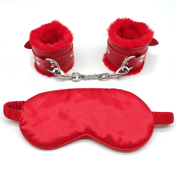 Menottes en peluche pour les yeux bandés et les chevilles pour esclave BDSM 